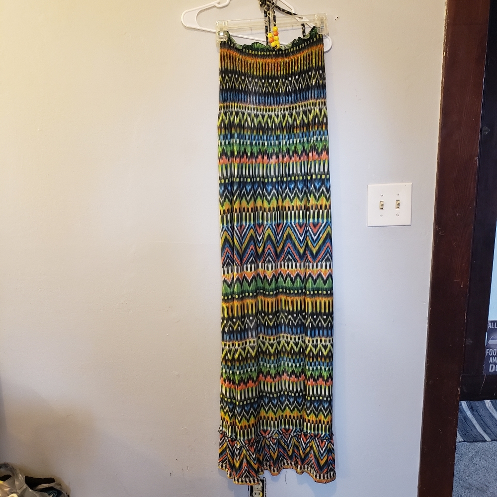 Just Love Women’s Beaded Halter Top Patterned Dress Size Medium